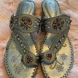 Cute beaded silver sandals